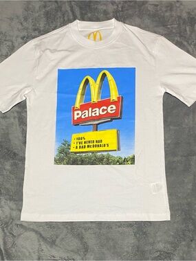 PALACE White Short-Sleeve Tee with Blue, Yellow and Red Sign Graphic